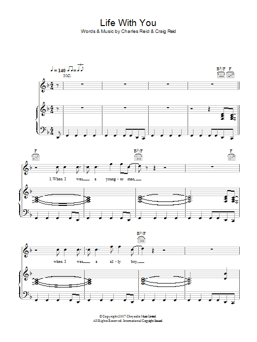 The Proclaimers Life With You sheet music notes and chords arranged for Piano, Vocal & Guitar Chords