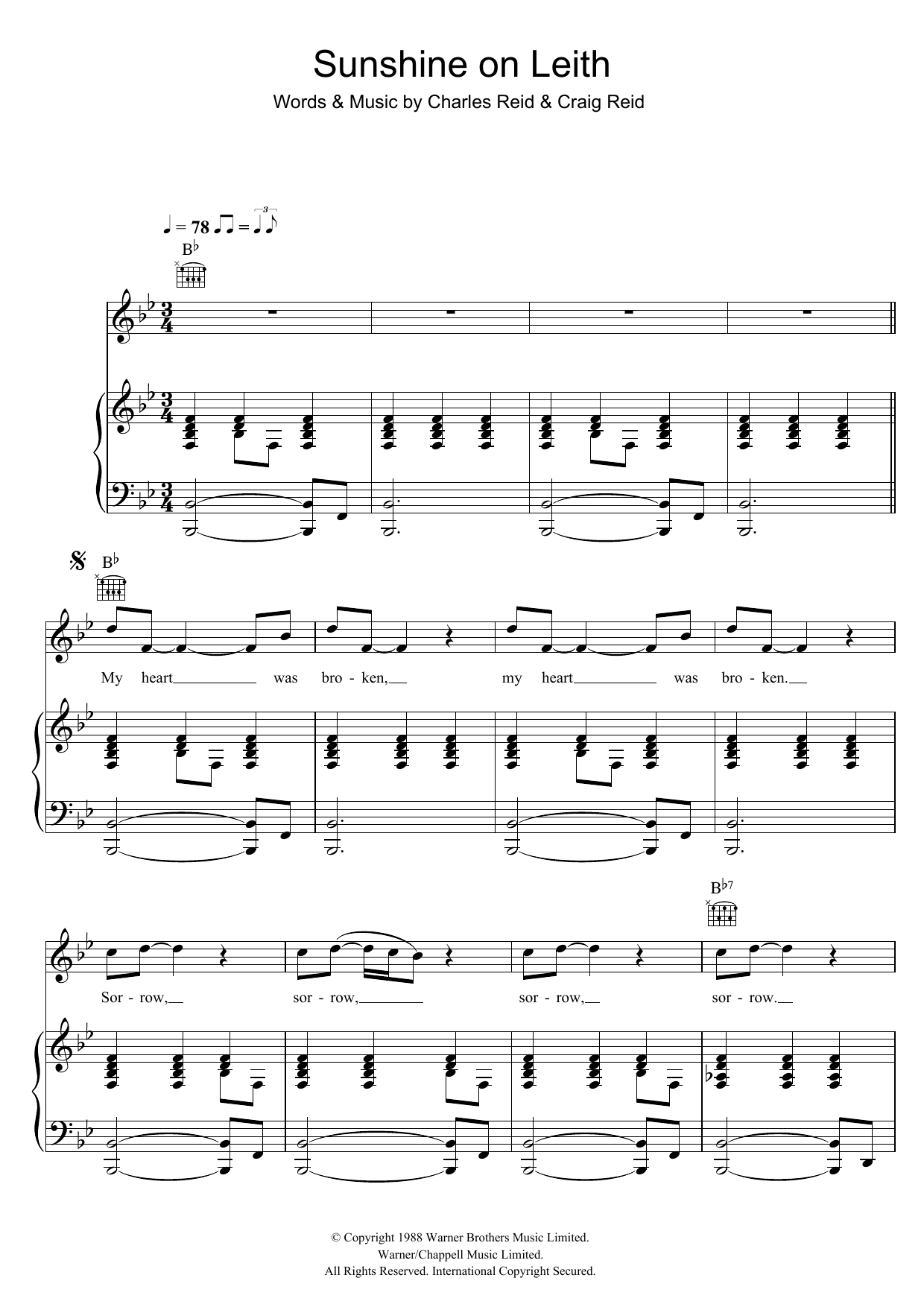 The Proclaimers Sunshine On Leith sheet music notes and chords. Download Printable PDF.