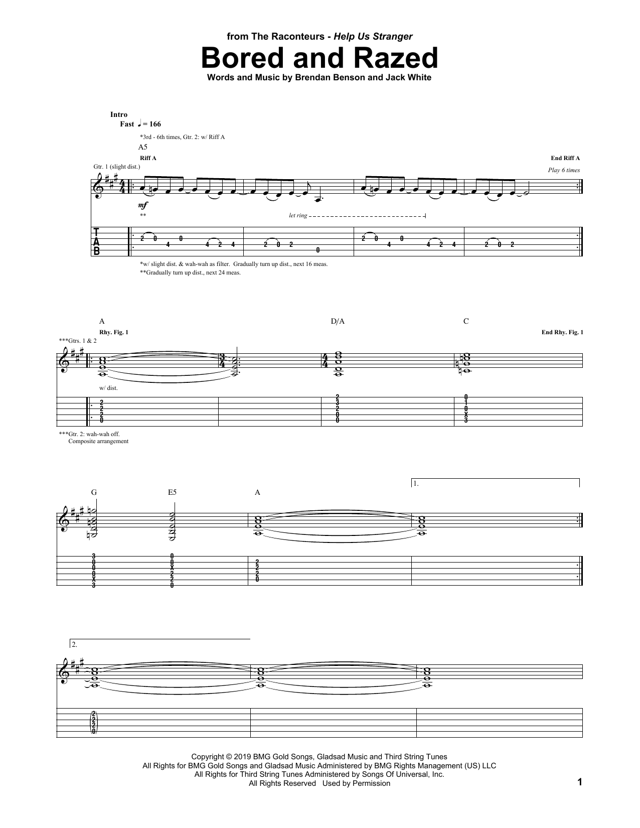 Learn to play The Raconteurs Bored And Razed sheet music for Guitar Tab in minutes. Price: 7.8900$ The Raconteurs Bored And Razed sheet music notes and chords arranged for Guitar Tab