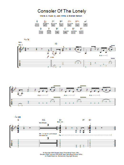 Learn to play The Raconteurs Consoler Of The Lonely sheet music for Guitar Tab in minutes. Price: 7.8900$ The Raconteurs Consoler Of The Lonely sheet music notes and chords arranged for Guitar Tab