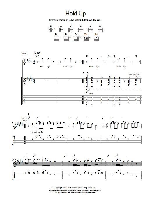 Learn to play The Raconteurs Hold Up sheet music for Guitar Tab in minutes. Price: 7.8900$ The Raconteurs Hold Up sheet music notes and chords arranged for Guitar Tab