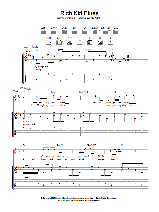 The Raconteurs Rich Kid Blues sheet music notes and chords arranged for Guitar Tab
