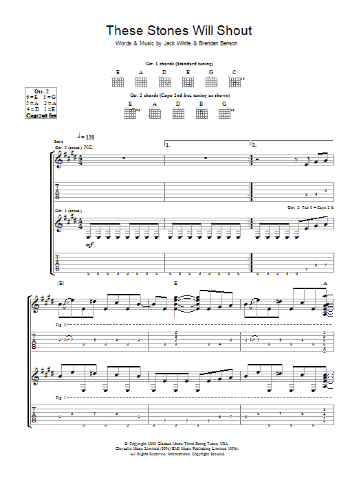 Learn to play The Raconteurs These Stones Will Shout sheet music for Guitar Tab in minutes. Price: 7.8900$ The Raconteurs These Stones Will Shout sheet music notes and chords arranged for Guitar Tab