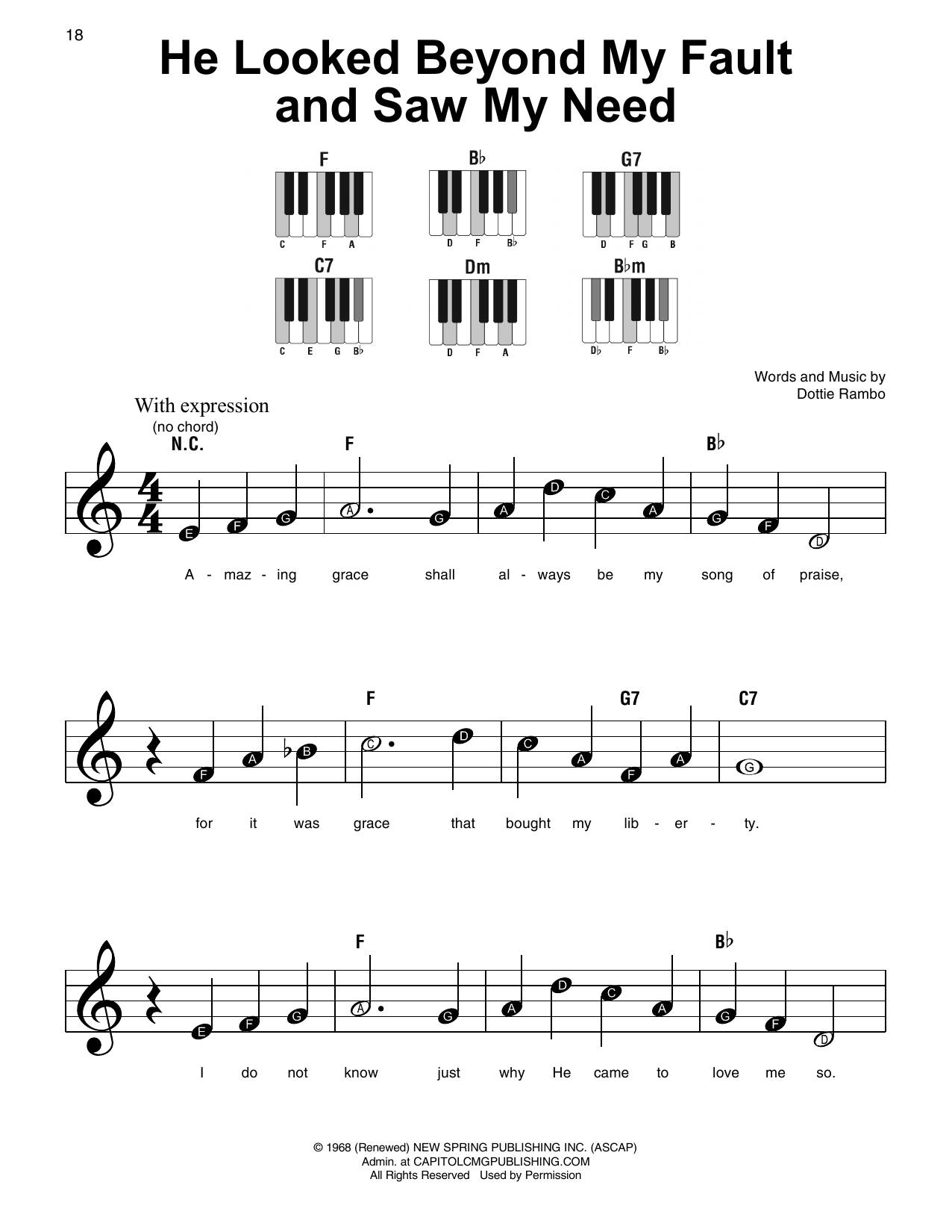 The Rambos He Looked Beyond My Fault And Saw My Need sheet music notes and chords. Download Printable PDF.