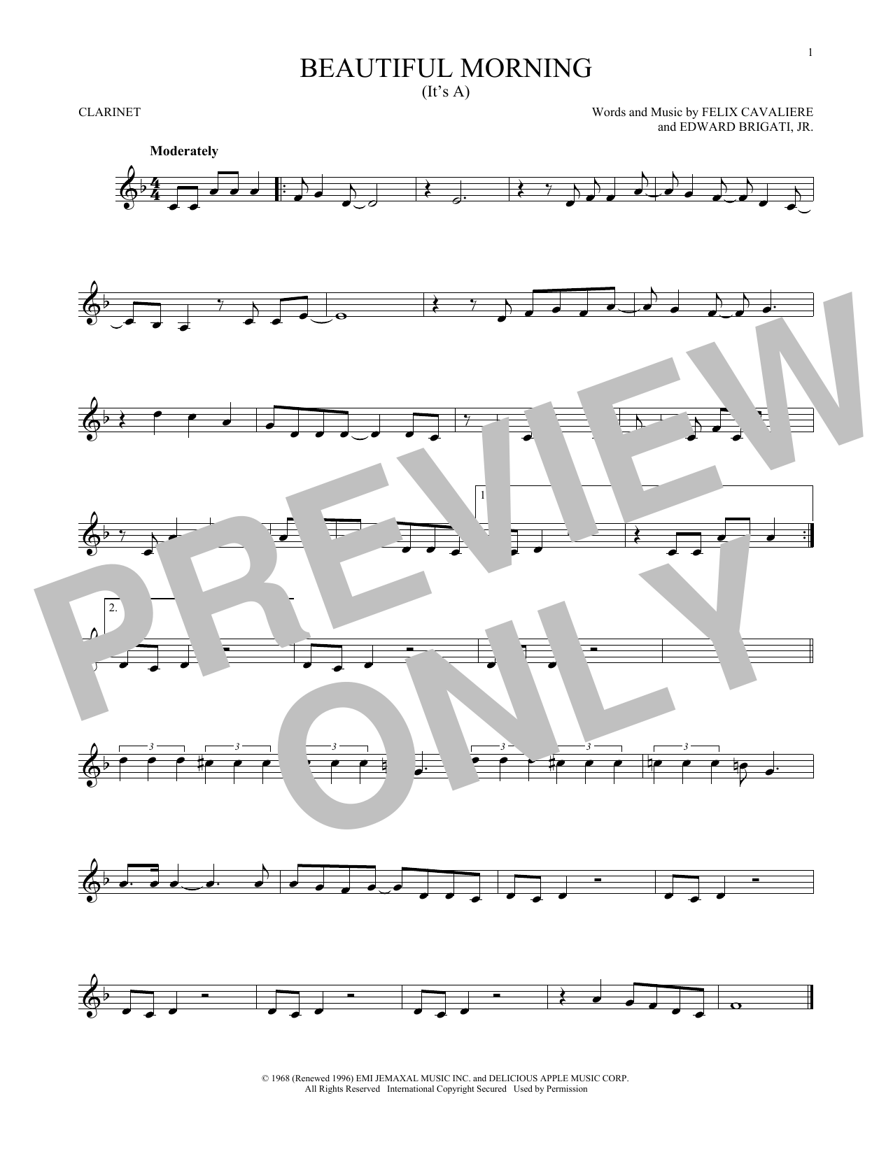 The Rascals (It's A) Beautiful Morning sheet music notes and chords arranged for Ukulele