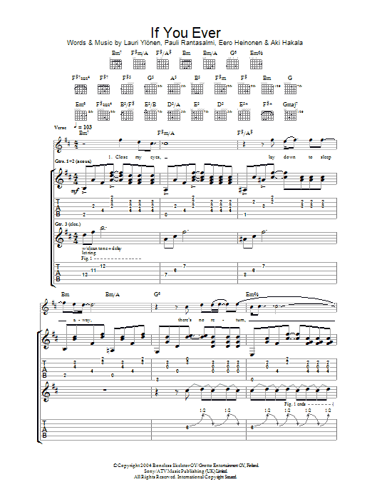 Learn to play The Rasmus If You Ever sheet music for Guitar Tab in minutes. Price: 7.8900$ The Rasmus If You Ever sheet music notes and chords arranged for Guitar Tab