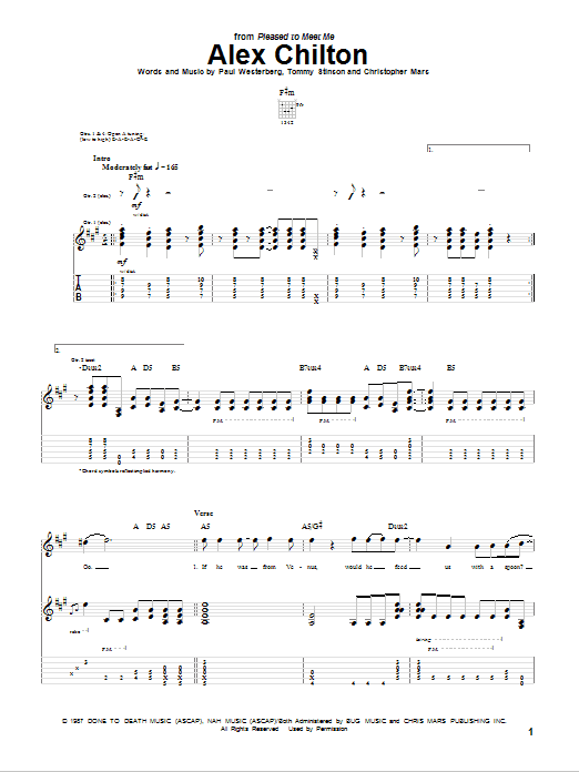 Learn to play The Replacements Alex Chilton sheet music for Guitar Tab in minutes. Price: 7.8900$ The Replacements Alex Chilton sheet music notes and chords arranged for Guitar Tab