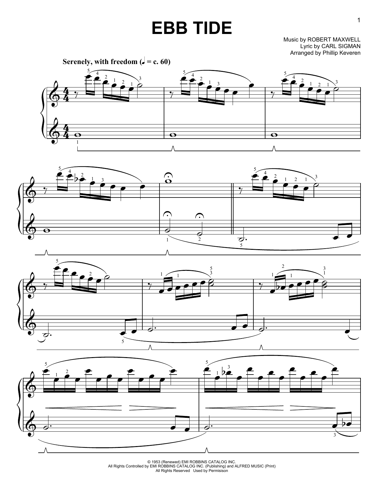 The Righteous Brothers Ebb Tide [Classical version] (arr. Phillip Keveren) sheet music notes and chords arranged for Easy Piano