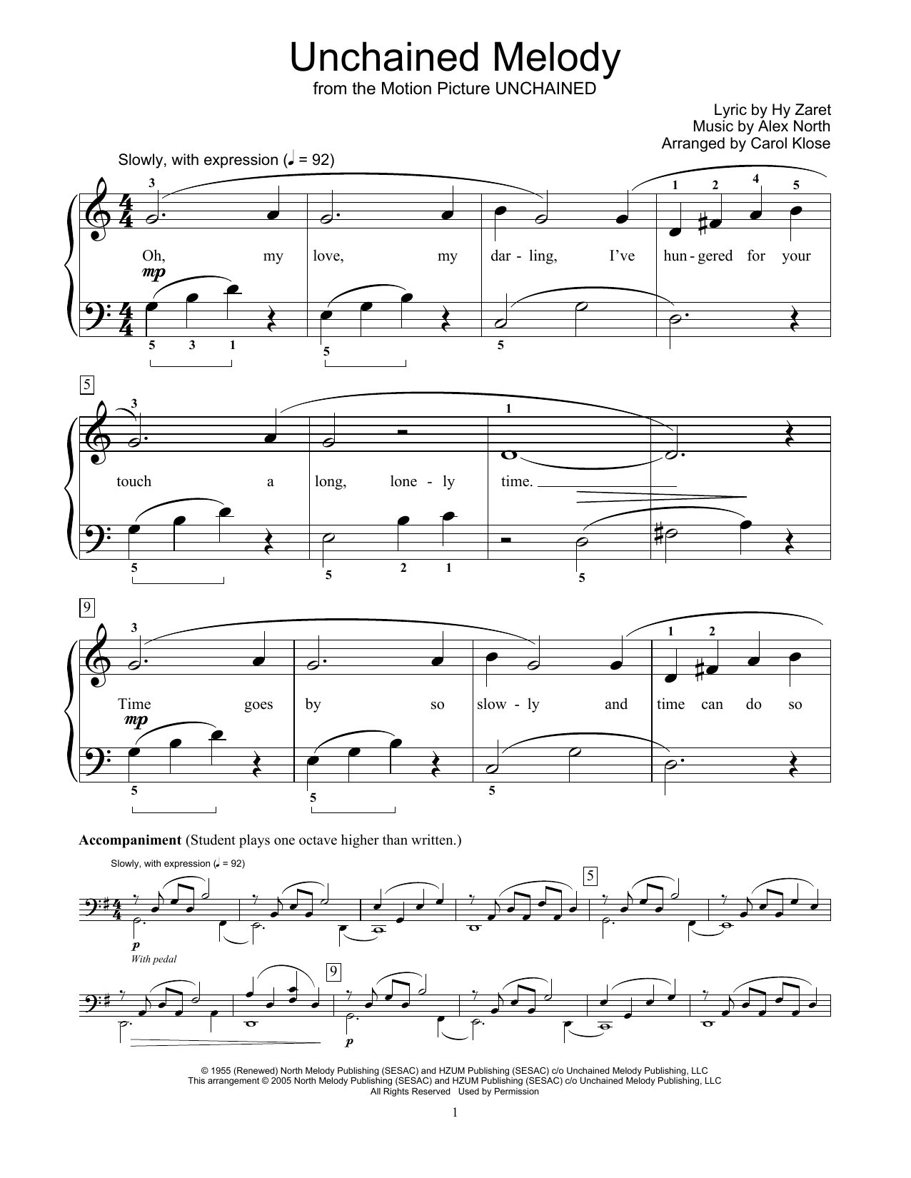 The Righteous Brothers Unchained Melody sheet music notes and chords. Download Printable PDF.