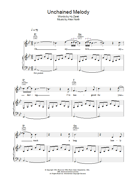 The Righteous Brothers Unchained Melody sheet music notes and chords. Download Printable PDF.