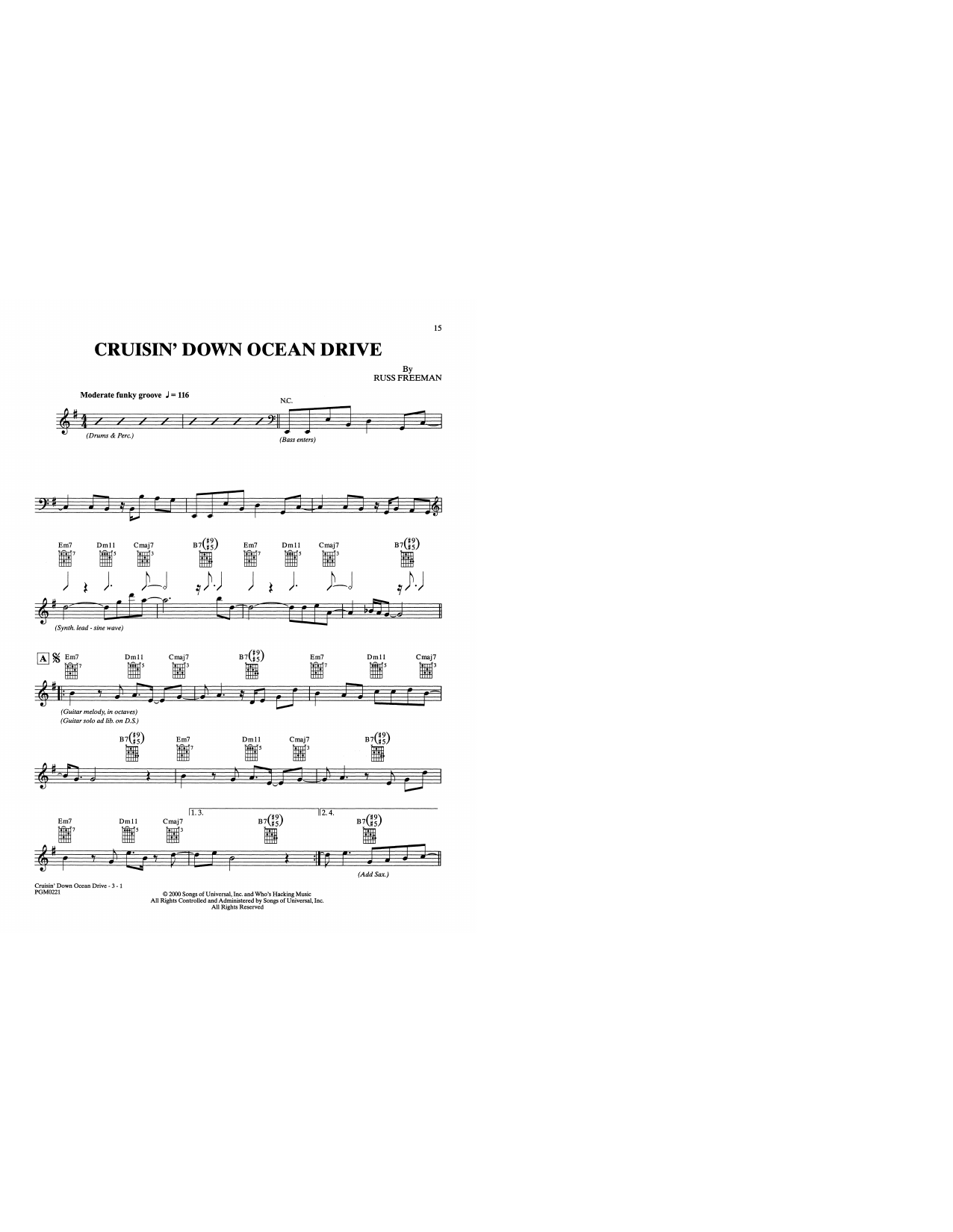 The Rippingtons Cruisin' Down Ocean Drive sheet music notes and chords. Download Printable PDF.