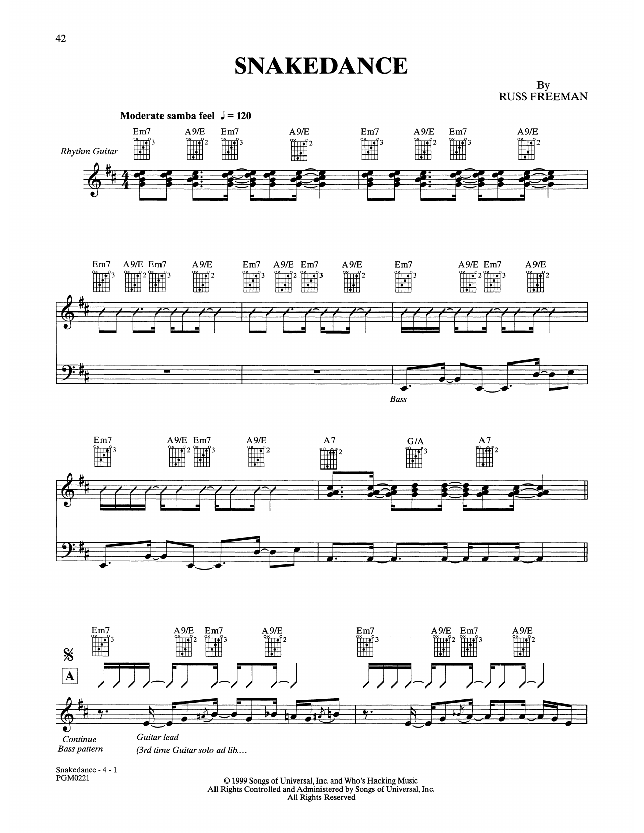 The Rippingtons Snakedance sheet music notes and chords. Download Printable PDF.