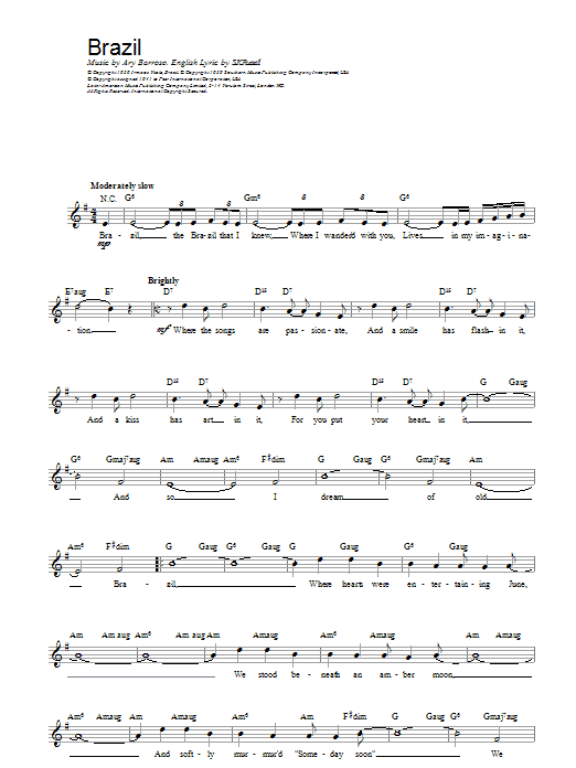 Ary Barroso Brazil sheet music notes and chords. Download Printable PDF.