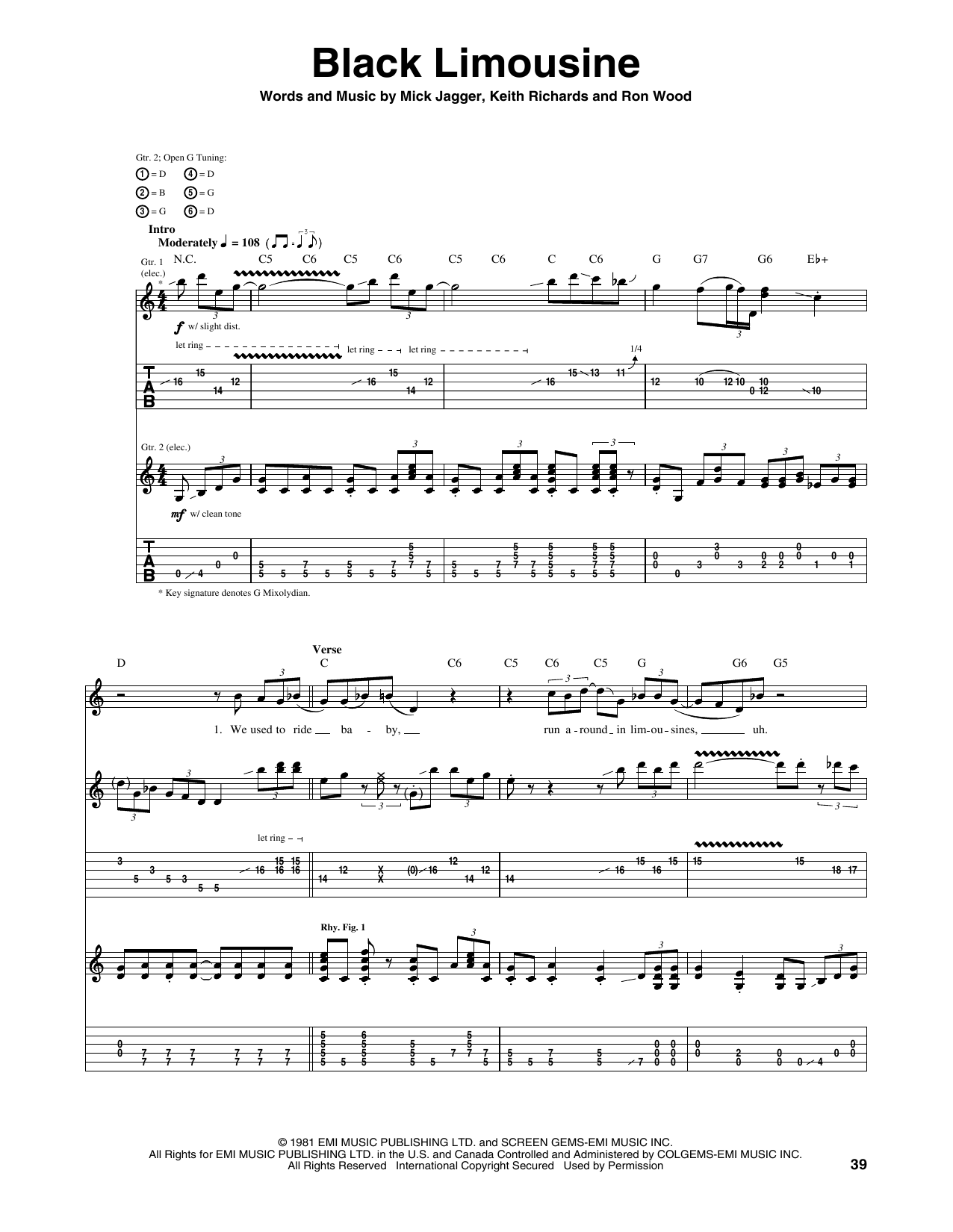 Learn to play The Rolling Stones Black Limousine sheet music for Guitar Tab in minutes. Price: 7.8900$ The Rolling Stones Black Limousine sheet music notes and chords arranged for Guitar Tab