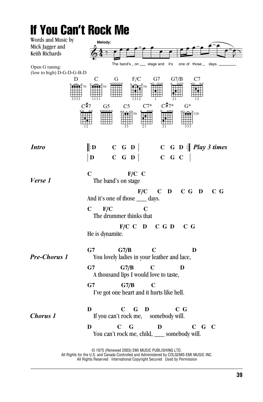 The Rolling Stones If You Can't Rock Me sheet music notes and chords. Download Printable PDF.