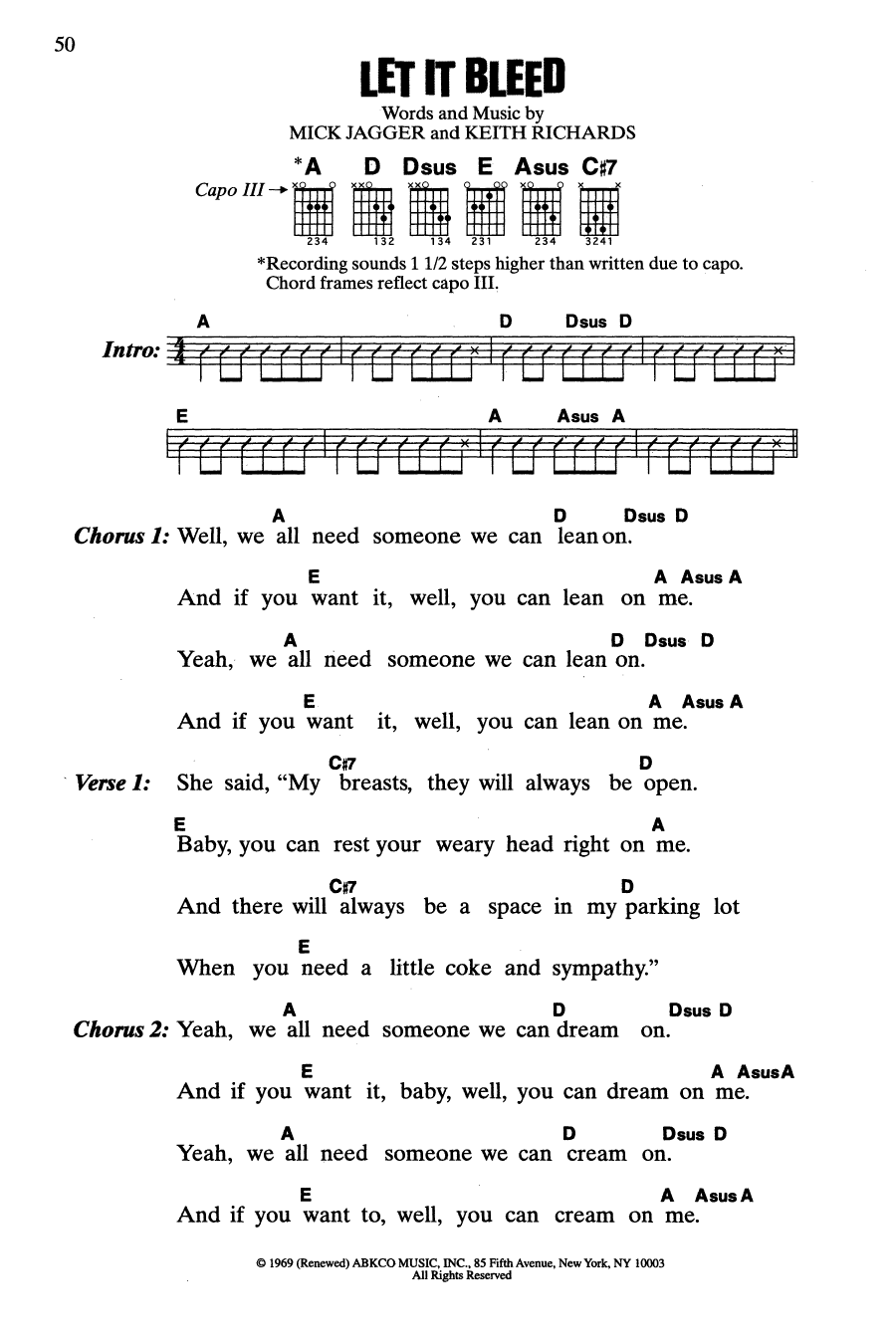 The Rolling Stones Let It Bleed sheet music notes and chords. Download Printable PDF.