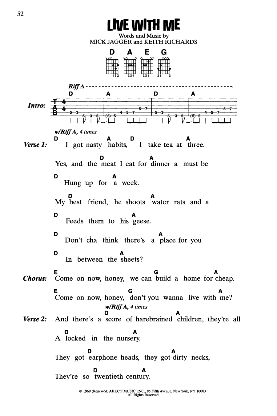 The Rolling Stones Live With Me sheet music notes and chords. Download Printable PDF.