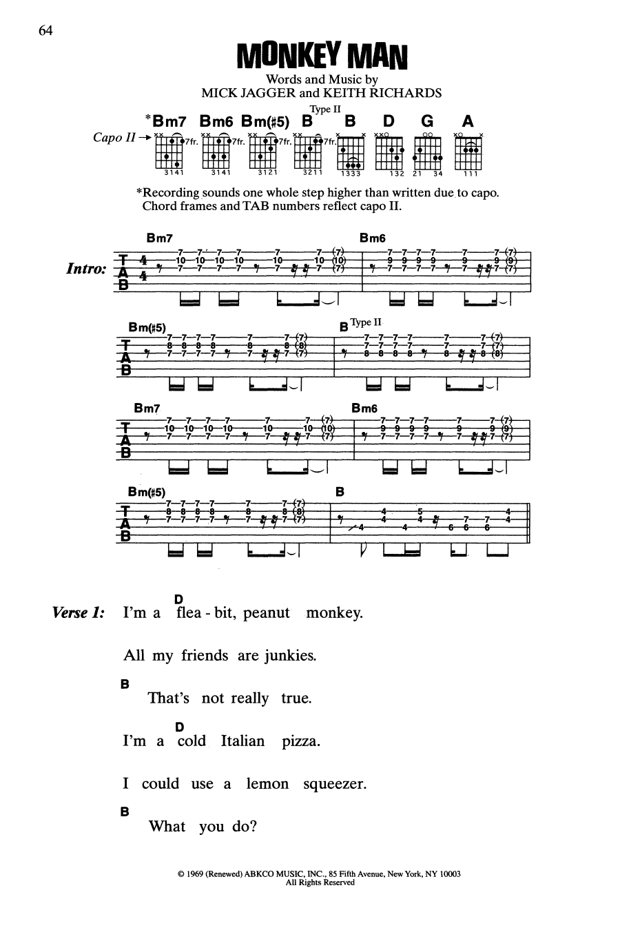 The Rolling Stones Monkey Man sheet music notes and chords. Download Printable PDF.