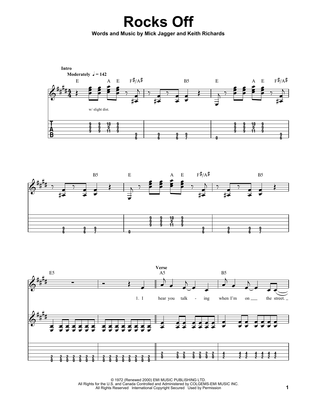 The Rolling Stones Rocks Off sheet music notes and chords. Download Printable PDF.