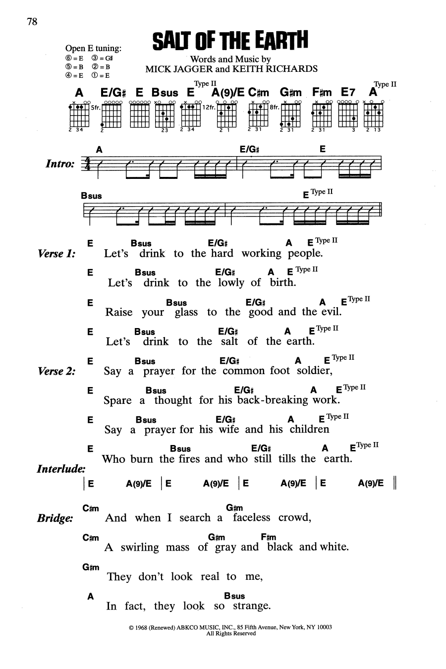 The Rolling Stones Salt Of The Earth sheet music notes and chords. Download Printable PDF.