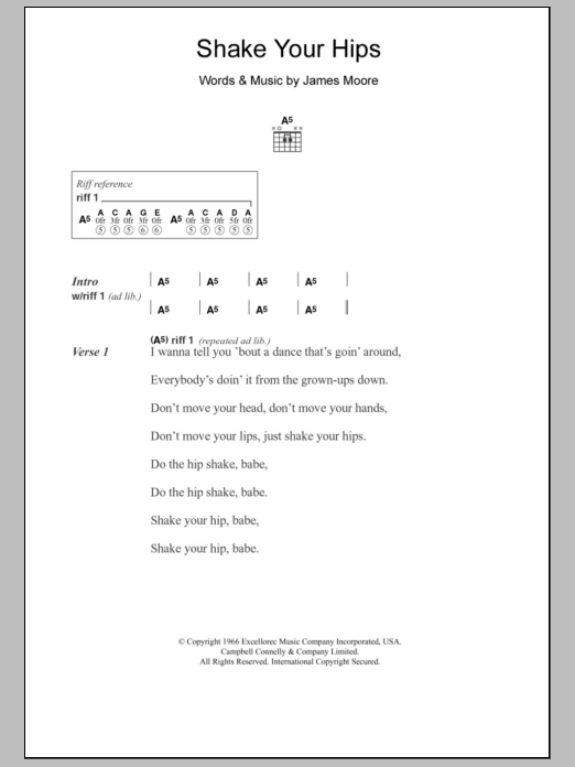 The Rolling Stones Shake Your Hips sheet music notes and chords. Download Printable PDF.