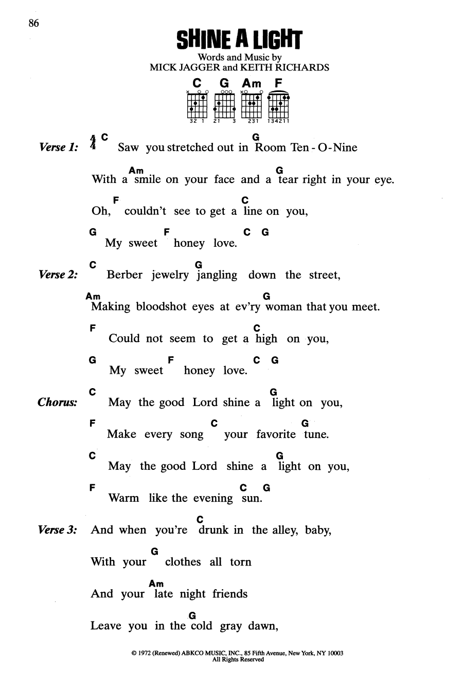 The Rolling Stones Shine A Light sheet music notes and chords. Download Printable PDF.