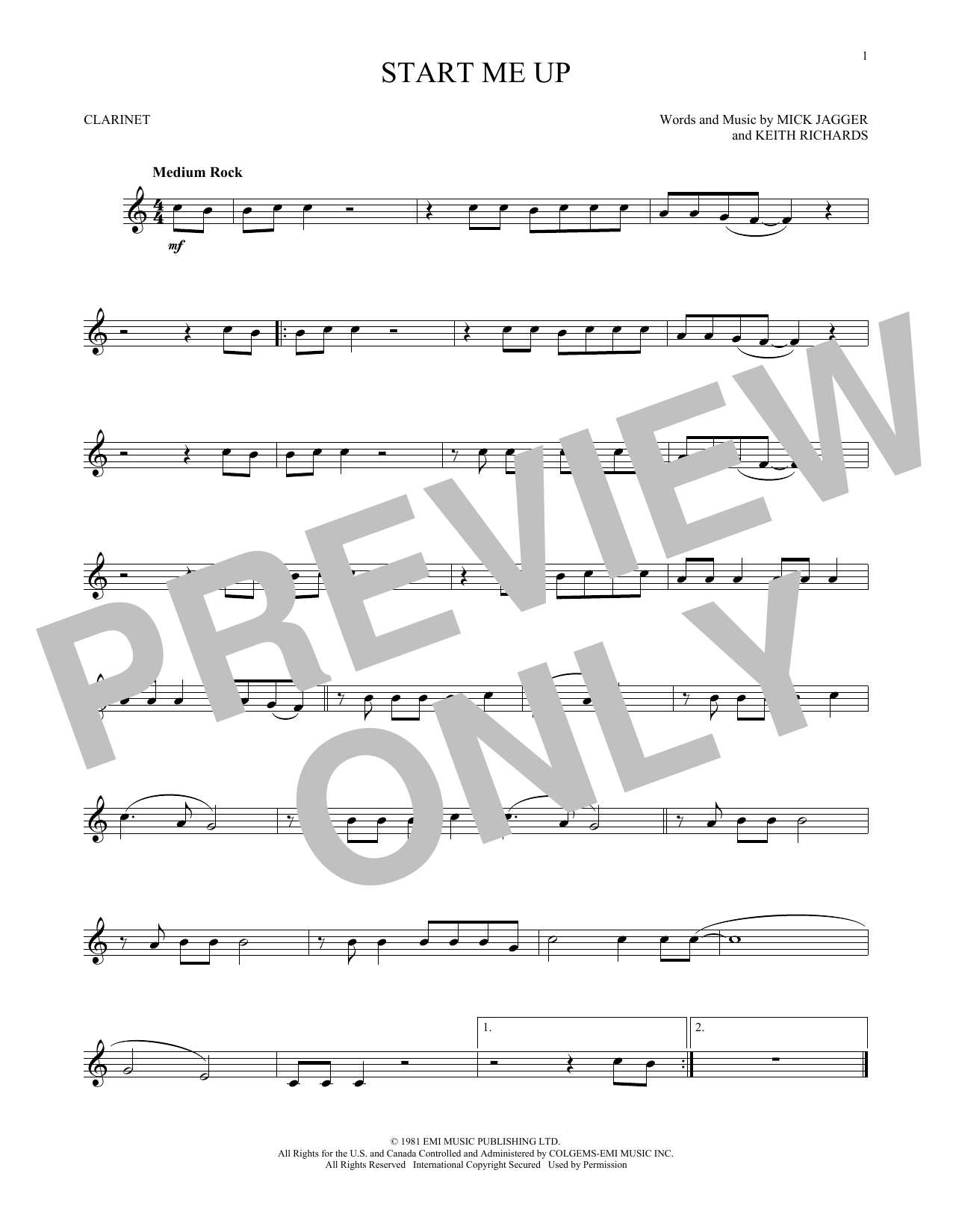 The Rolling Stones Start Me Up sheet music notes and chords. Download Printable PDF.