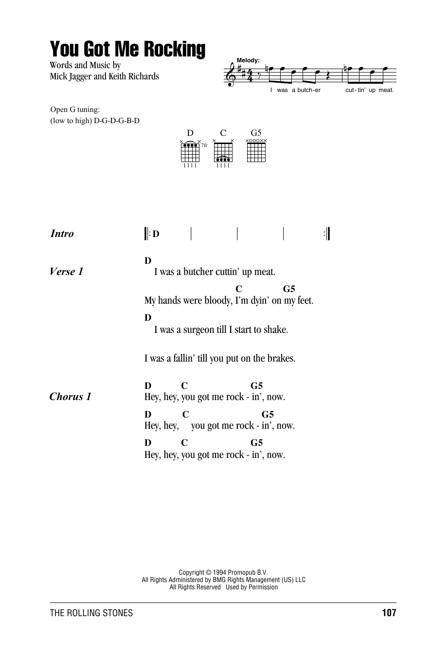 The Rolling Stones You Got Me Rocking sheet music notes and chords. Download Printable PDF.