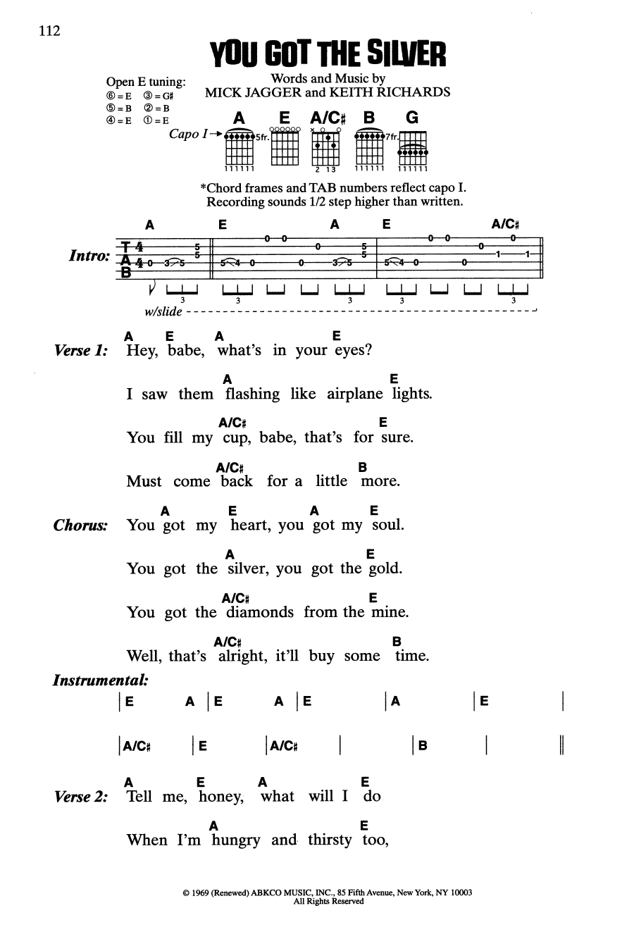 The Rolling Stones You Got The Silver sheet music notes and chords. Download Printable PDF.