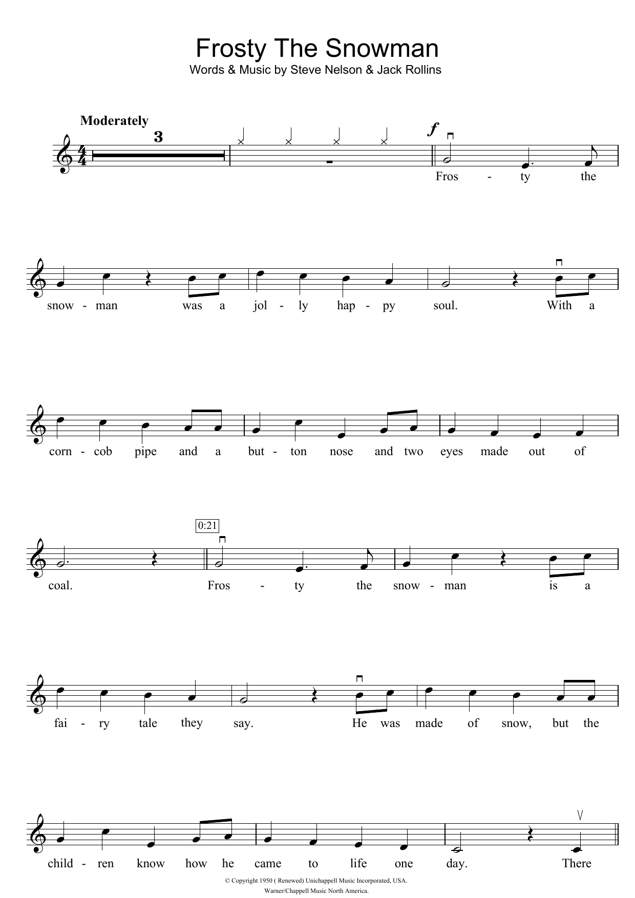 The Ronettes Frosty The Snowman sheet music notes and chords. Download Printable PDF.