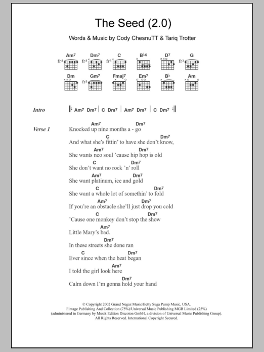 The Roots The Seed (2.0) sheet music notes and chords. Download Printable PDF.