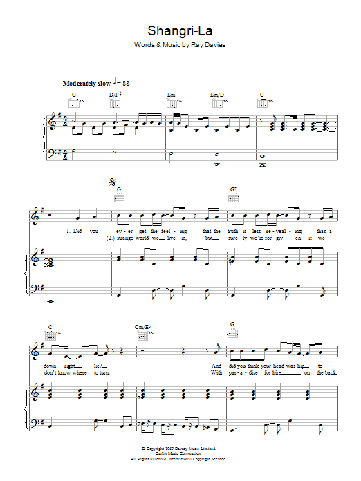 Learn to play The Rutles Shangri-La sheet music for Piano, Vocal & Guitar Chords in minutes. Price: 7.8900$ The Rutles Shangri-La sheet music notes and chords arranged for Piano, Vocal & Guitar Chords