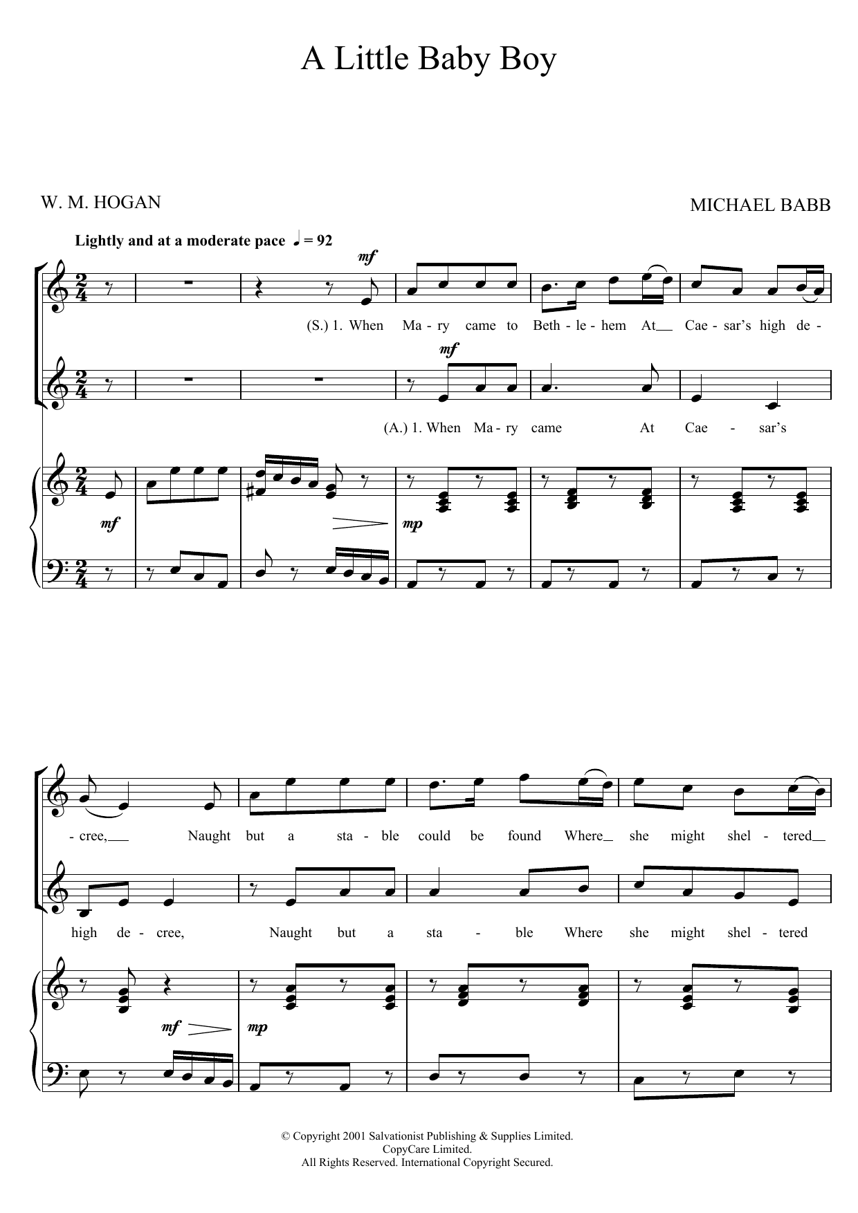 Learn to play The Salvation Army A Little Baby Boy sheet music for Piano, Vocal & Guitar Chords in minutes. Price: 7.8900$ The Salvation Army A Little Baby Boy sheet music notes and chords arranged for Piano, Vocal & Guitar Chords