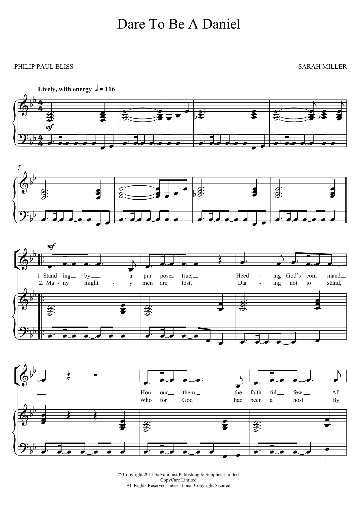 Learn to play The Salvation Army Dare To Be A Daniel sheet music for Piano, Vocal & Guitar Chords in minutes. Price: 7.8900$ The Salvation Army Dare To Be A Daniel sheet music notes and chords arranged for Piano, Vocal & Guitar Chords