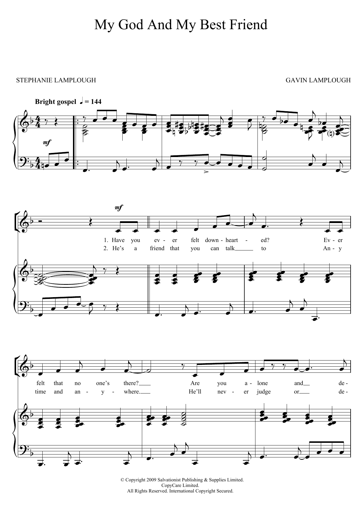 Learn to play The Salvation Army My God And My Best Friend sheet music for Piano, Vocal & Guitar Chords in minutes. Price: 7.8900$ The Salvation Army My God And My Best Friend sheet music notes and chords arranged for Piano, Vocal & Guitar Chords