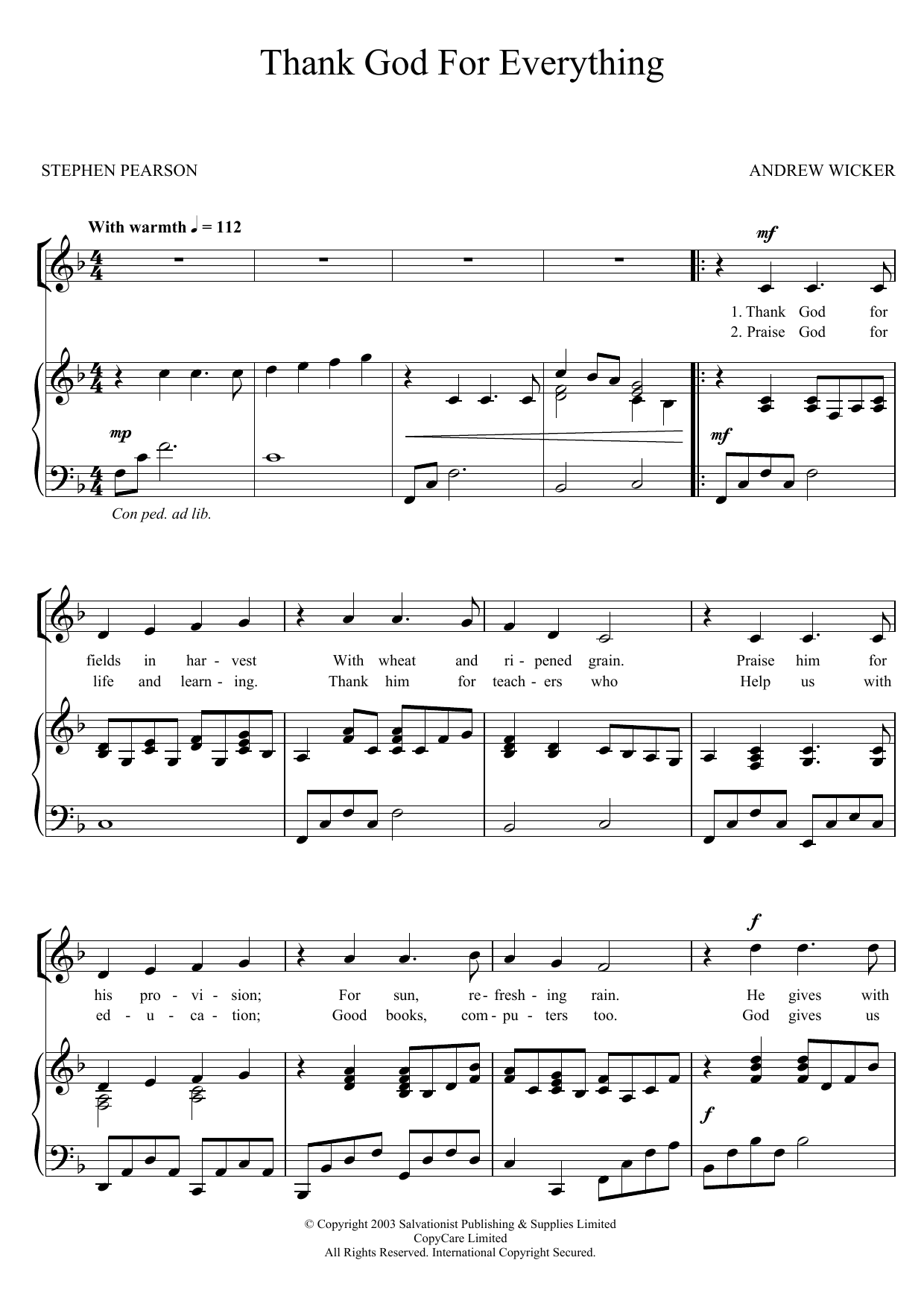 Learn to play The Salvation Army Thank God For Everything sheet music for Piano, Vocal & Guitar Chords in minutes. Price: 7.8900$ The Salvation Army Thank God For Everything sheet music notes and chords arranged for Piano, Vocal & Guitar Chords