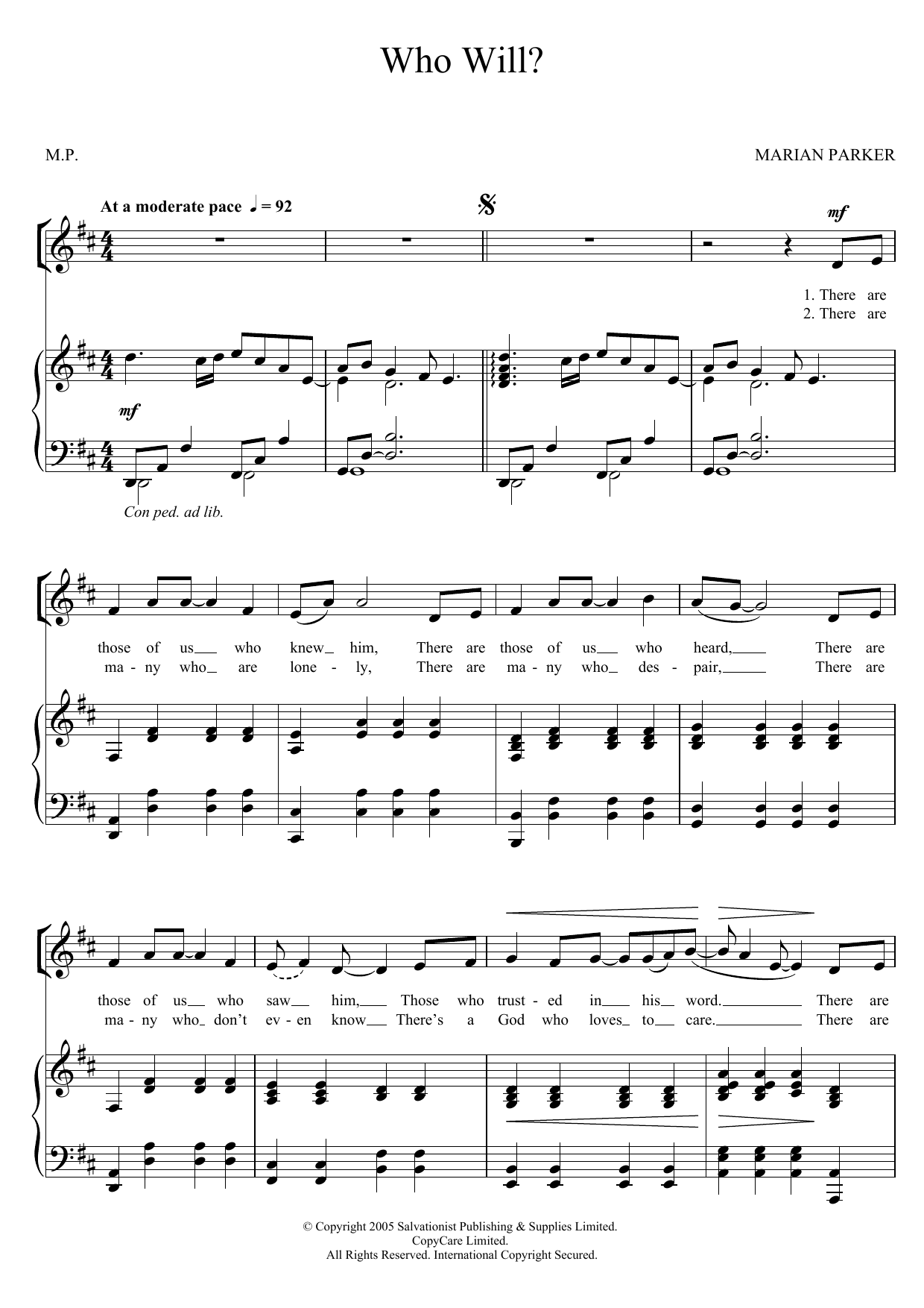 Learn to play The Salvation Army Who Will? sheet music for Piano, Vocal & Guitar Chords in minutes. Price: 7.8900$ The Salvation Army Who Will? sheet music notes and chords arranged for Piano, Vocal & Guitar Chords