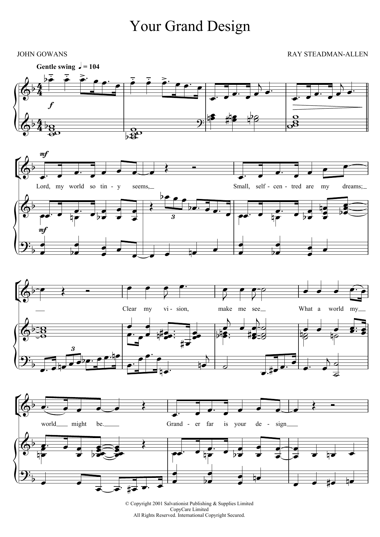 Learn to play The Salvation Army Your Grand Design sheet music for Piano, Vocal & Guitar Chords in minutes. Price: 7.8900$ The Salvation Army Your Grand Design sheet music notes and chords arranged for Piano, Vocal & Guitar Chords