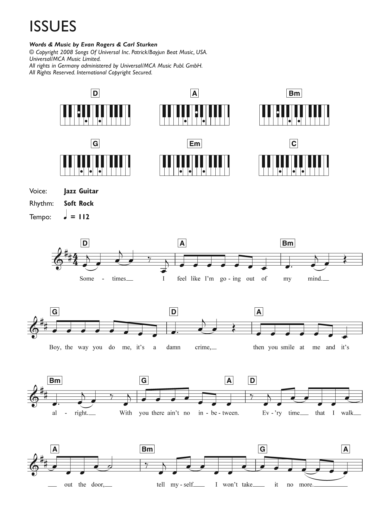 Learn to play The Saturdays Issues sheet music for Piano Chords/Lyrics in minutes. Price: 4.4900$ The Saturdays Issues sheet music notes and chords arranged for Piano Chords/Lyrics