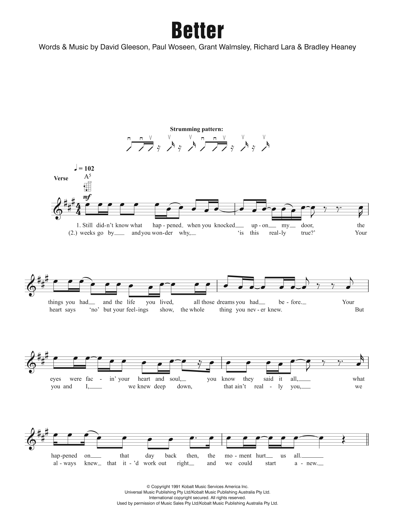 Learn to play The Screaming Jets Better sheet music for Ukulele in minutes. Price: 5.9900$ The Screaming Jets Better sheet music notes and chords arranged for Ukulele