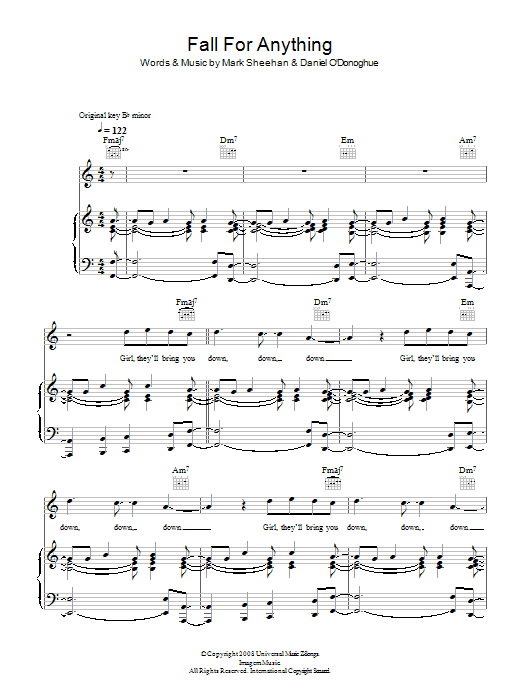 Learn to play The Script Fall For Anything sheet music for Piano, Vocal & Guitar Chords in minutes. Price: 7.8900$ The Script Fall For Anything sheet music notes and chords arranged for Piano, Vocal & Guitar Chords