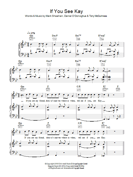 Learn to play The Script If You See Kay sheet music for Piano, Vocal & Guitar Chords in minutes. Price: 7.8900$ The Script If You See Kay sheet music notes and chords arranged for Piano, Vocal & Guitar Chords