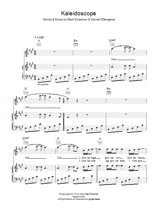 Learn to play The Script Kaleidoscope sheet music for Piano, Vocal & Guitar Chords in minutes. Price: 7.8900$ The Script Kaleidoscope sheet music notes and chords arranged for Piano, Vocal & Guitar Chords
