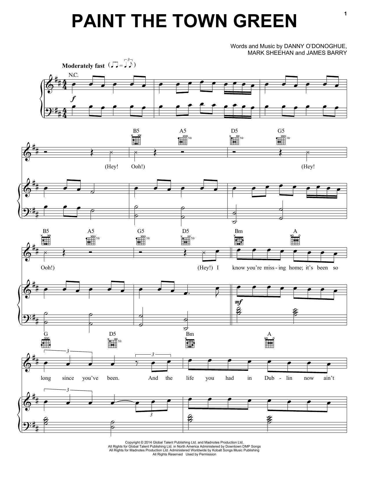 Learn to play The Script Paint The Town Green sheet music for Piano, Vocal & Guitar Chords (Right-Hand Melody) in minutes. Price: 7.8900$ The Script Paint The Town Green sheet music notes and chords arranged for Piano, Vocal & Guitar Chords (Right-Hand Melody)