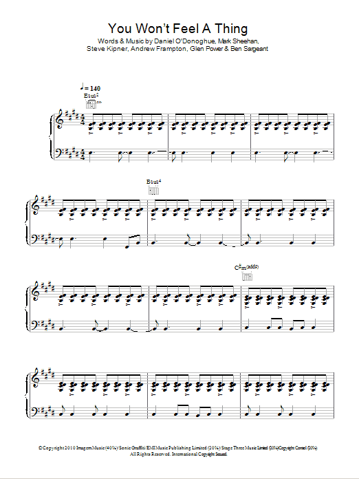 The Script You Won't Feel A Thing sheet music notes and chords. Download Printable PDF.