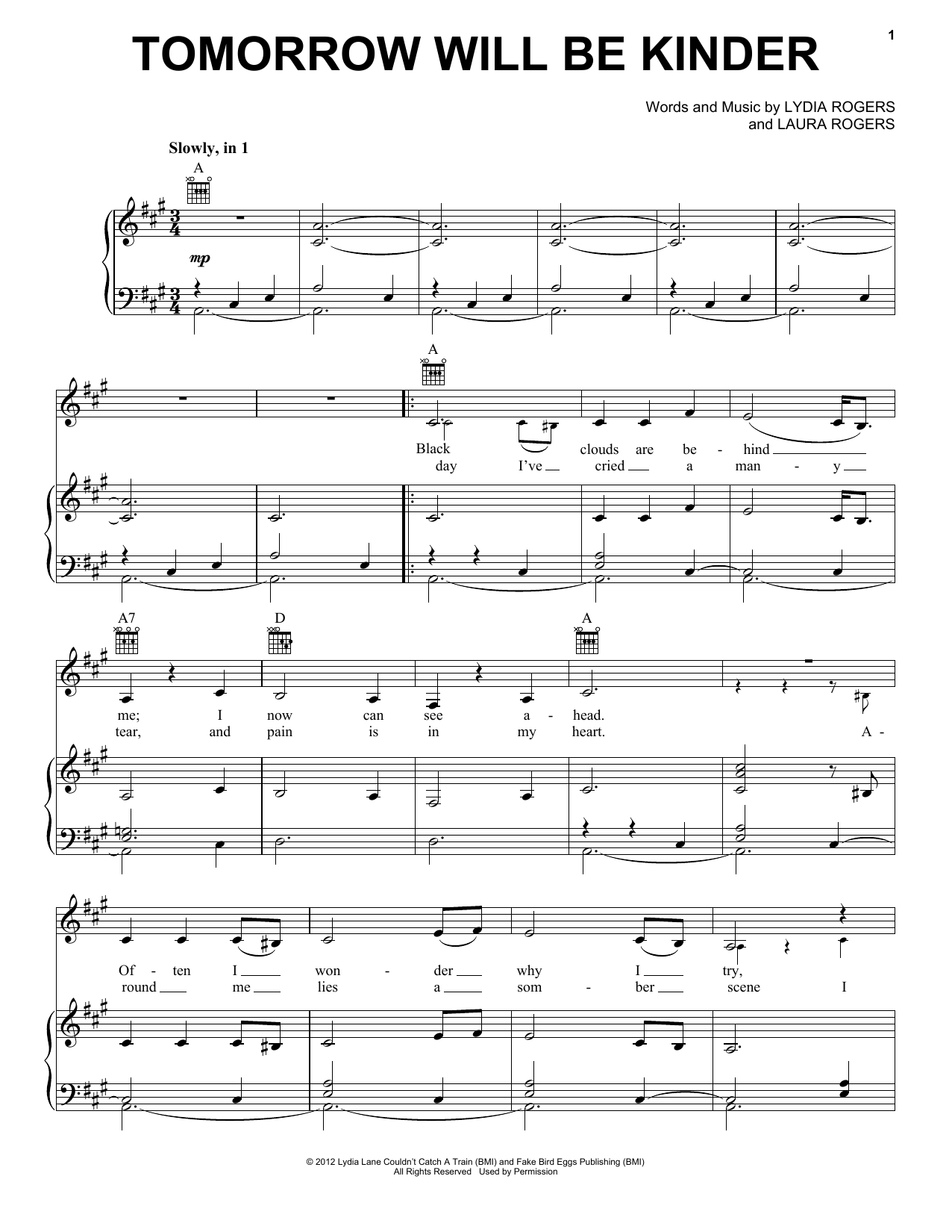 The Secret Sisters Tomorrow Will Be Kinder (from The Hunger Games: Songs from District 12 and Beyond) sheet music notes and chords. Download Printable PDF.