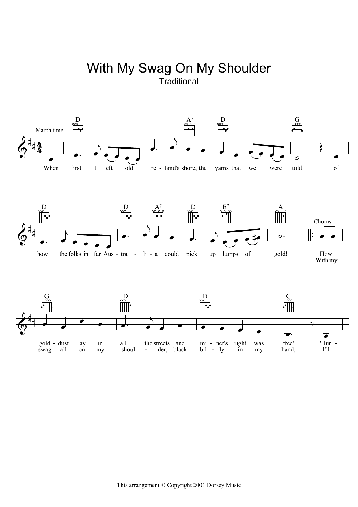 Learn to play The Seekers With My Swag On My Shoulder sheet music for Lead Sheet / Fake Book in minutes. Price: 5.9900$ The Seekers With My Swag On My Shoulder sheet music notes and chords arranged for Lead Sheet / Fake Book