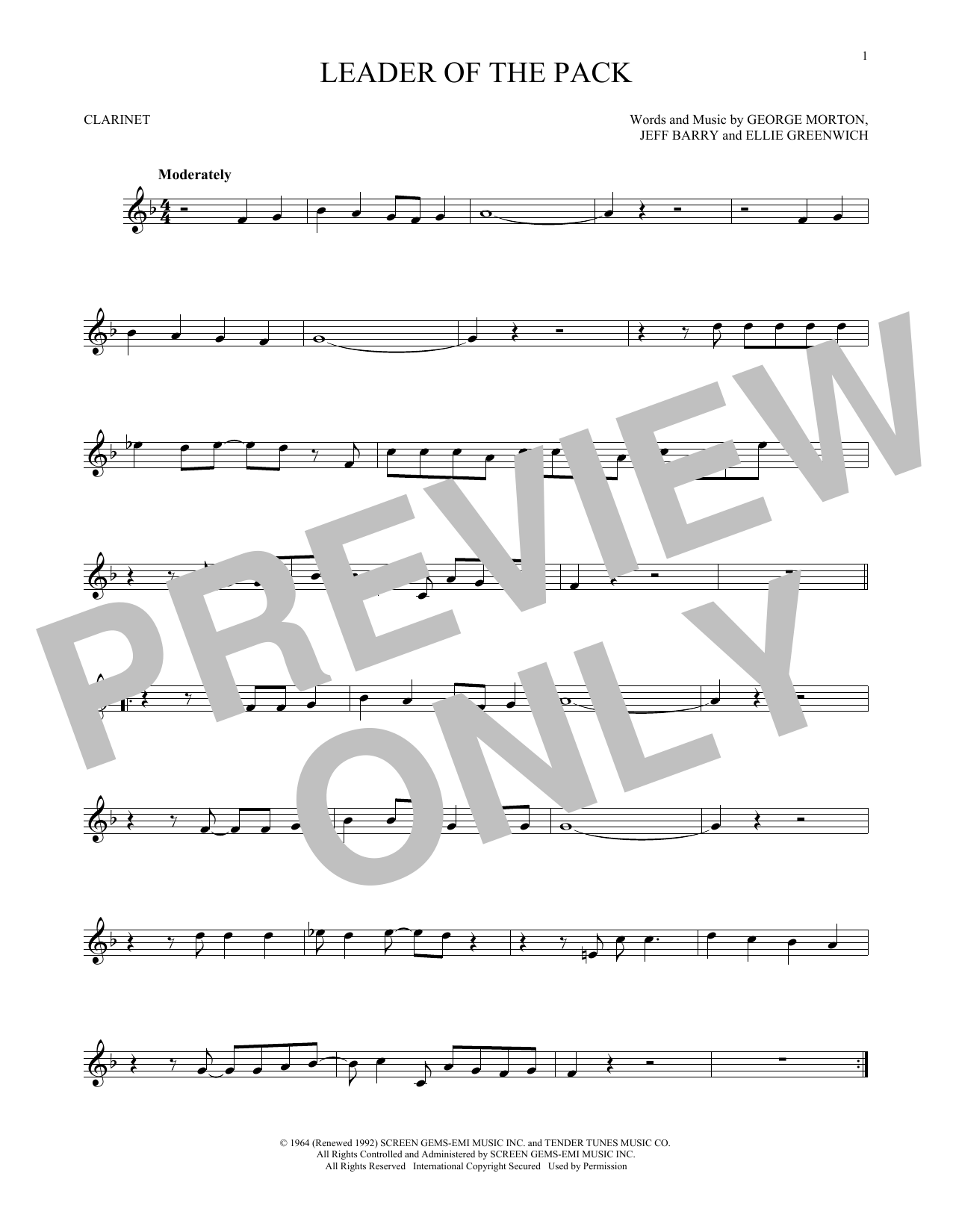 The Shangri-Las Leader Of The Pack sheet music notes and chords. Download Printable PDF.