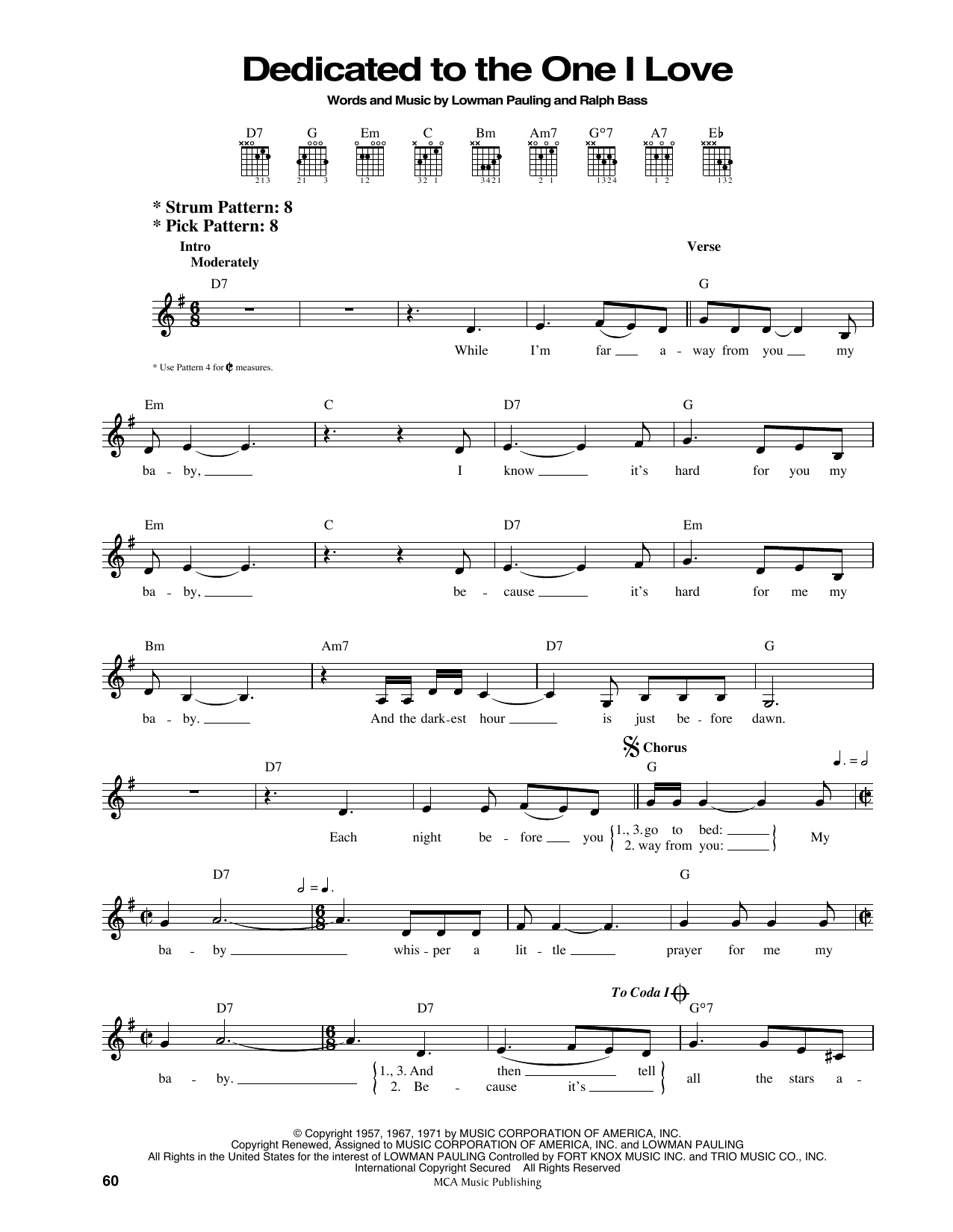 The Shirelles Dedicated To The One I Love sheet music notes and chords. Download Printable PDF.