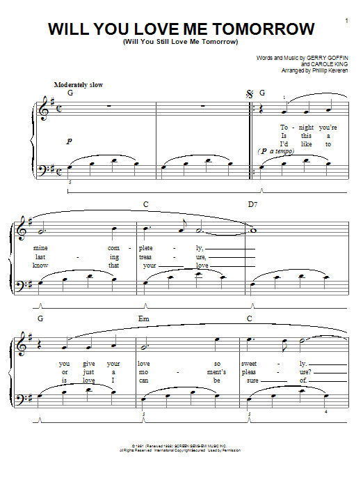 The Shirelles Will You Love Me Tomorrow (Will You Still Love Me Tomorrow) sheet music notes and chords. Download Printable PDF.